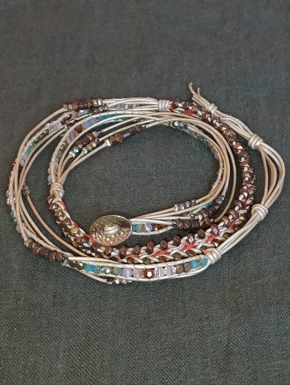 Beaded Leather Wrap Bracelet Anklet